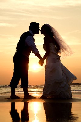 bride and groom beach wedding