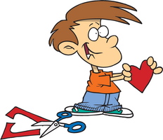 boy with valentine cut out card