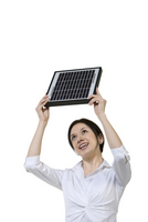 lady holding solar panel