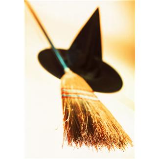 witch hat and broom 