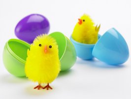 easter chicks,plastic eggs